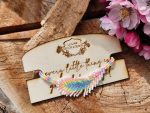 Handwoven Rainbow Feather Beaded Bracelet – Vibrant Pastel Seed Bead Charm with Silver Extender