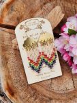 Golden Cloud Rainbow Fringe Earrings – Colorful Beaded Raindrop Dangles for Pride & Joy