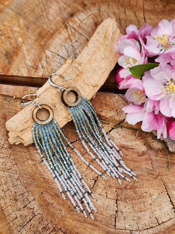 Celestial Midnight Beaded Fringe Earrings
