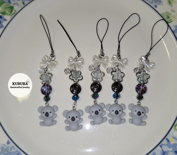 Cute Koala & Pearly Bow Phone Charm – Whimsical Y2K Accessory
