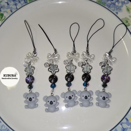 Cute Handcrafted Koala & Pearly Bow Phone Charm