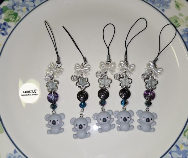 Cute Koala & Pearly Bow Phone Charm – Whimsical Y2K Accessory