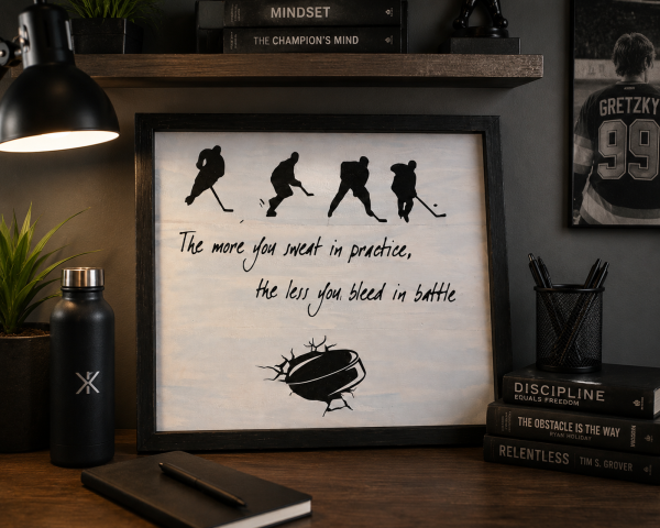 Hockey Motivational Quote Framed Wood Sign🍁