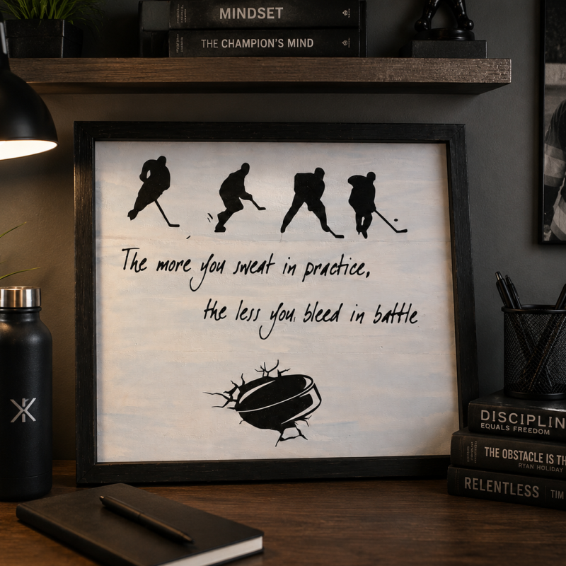 Hockey Motivational Quote Framed Wood Sign🍁