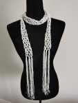 Crochet Sequin Skinny Scarf, White Sequin Neck Tie