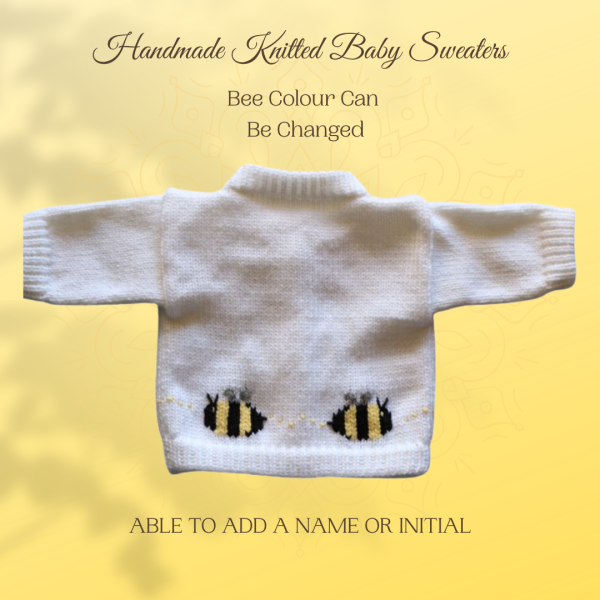 Honey Bee Baby Sweater, Handmade Knitted Baby Sweater, Personalized Baby Sweater