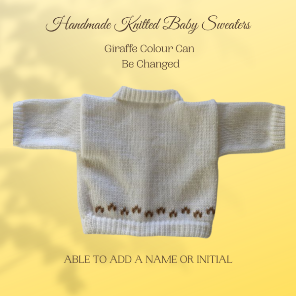 Giraffe Baby Sweater, Handmade Knitted Baby Sweater, Personalized Baby Sweater
