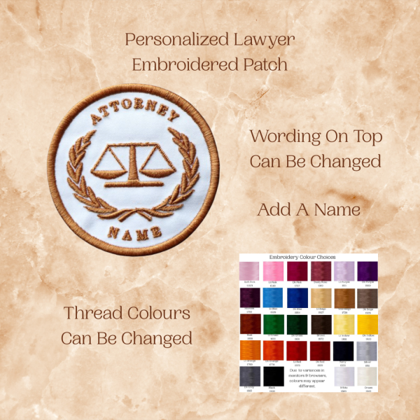 Personalized Embroidered Lawyer Patch, Embroidered Patches