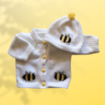 Honey Bee Baby Sweater, Handmade Knitted Baby Sweater, Personalized Baby Sweater