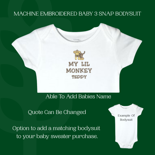 Monkey Baby Sweater, Handmade Knitted Baby Sweater, Personalized Baby Sweater
