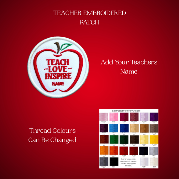 Personalized Embroidered Teacher Patch, Embroidered Patches