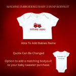Firetruck Baby Sweater, Handmade Knitted Baby Sweater, Personalized Baby Sweater