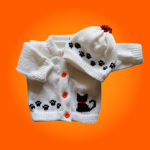 Halloween Kitty Baby Sweater, Handmade Knitted Baby Sweater, Personalized Baby Sweater