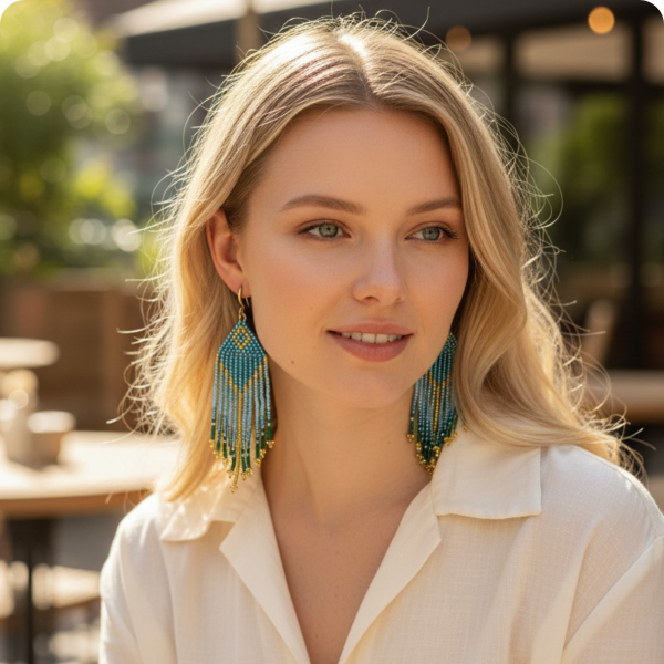 Seed Bead Fringe Earring