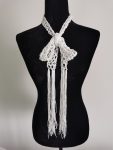 Crochet Sequin Skinny Scarf, White Sequin Neck Tie
