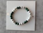 White Howlite & Green Malachite Sterling Silver Stamping Disc Bracelet