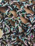 Crochet Bandana, Sequin Triangle Scarf (Black & Iridescent Rainbow)