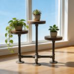 3 tier Industrial style Plant Stand with metal base-FREE SHIPPING