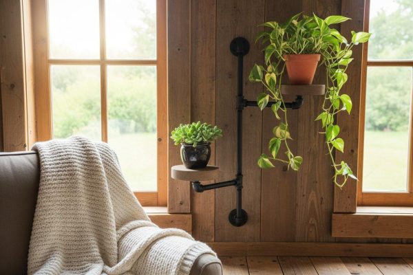 Swivel plant rack - 2 tier wall mount plant holder-FREE SHIPPING