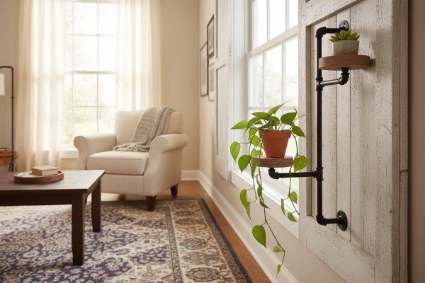Swivel plant rack - 2 tier wall mount plant holder-FREE SHIPPING