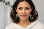 Beige & Black Tibetan Agate Dangle Earrings with Freshwater Pearls