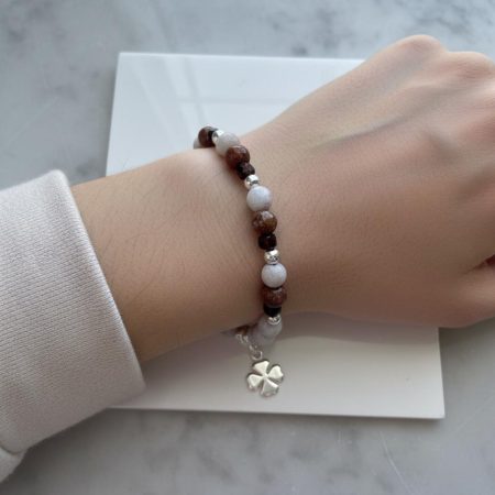 Ocean Jasper & Sterling Silver Clover Leaf Bracelet