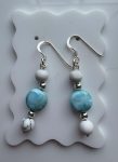 Howlite & Larimar Dangle Earrings — Sterling Silver Beads & Hooks
