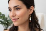Matte White Magnesite & Australian Jasper Dangle Earrings — Corrugated 14K Gold-Filled Accents
