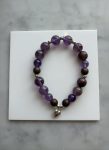 Super 7 & Amethyst Sterling Silver Puffy Heart Bracelet