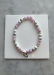 White Howlite & Kunzite Sterling Silver Heart Bracelet