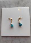 Genuine Arizona Turquoise & Magnesite 14K Gold Dangle Earrings