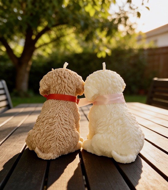 Puppy Candles "Biscuit Bean" and "Daisy Belle", 22 oz each / Soy wax