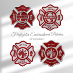 Personalized Embroidered Firefighter Maltese Cross Patch, Embroidered Patches