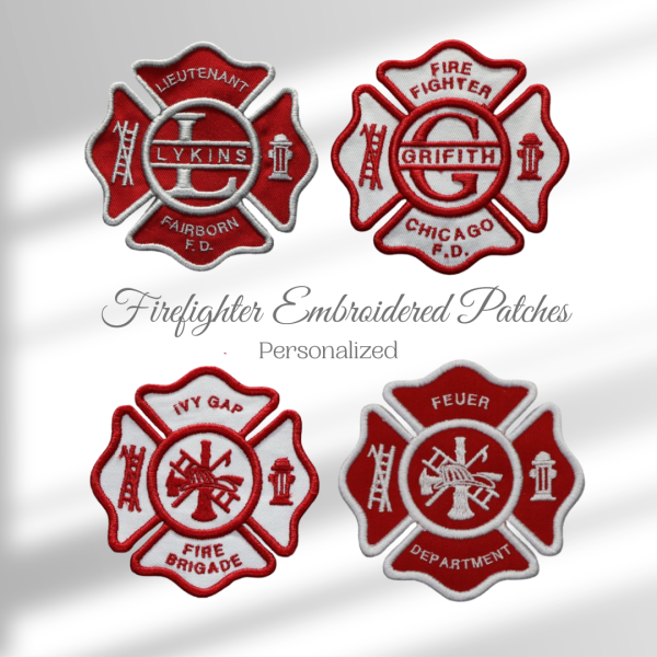 Personalized Embroidered Firefighter Maltese Cross Patch, Embroidered Patches