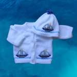 Sailing Ships Baby Sweater, Handmade Knitted Baby Sweater, Personalized Baby Sweater