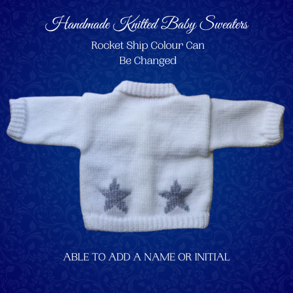 Rocket Baby Sweater, Handmade Knitted Baby Sweater, Personalized Baby Sweater