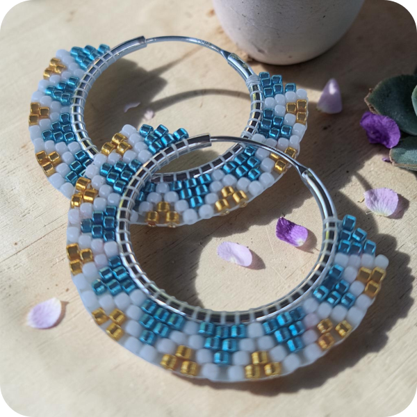 925 Sterling Silver Beaded Hoop Earring
