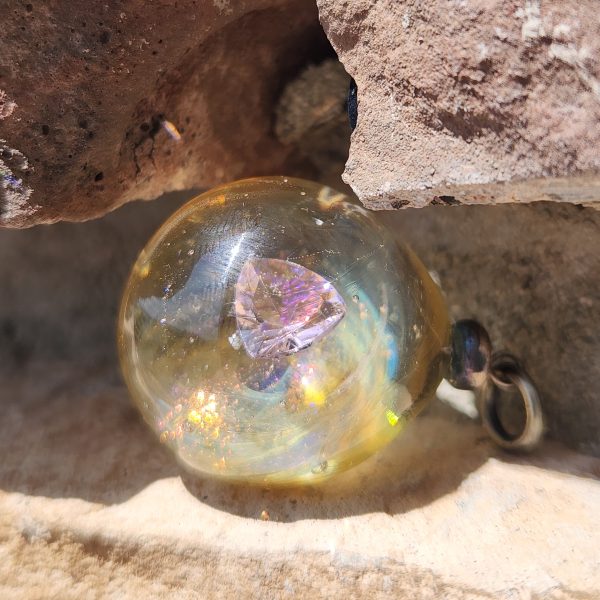 Rose Melody - Glass Pendant, Fantasy Necklace