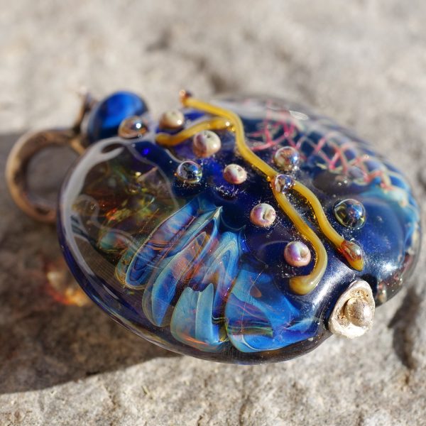 Ocean Dragon - Glass Pendant, Fantasy Necklace