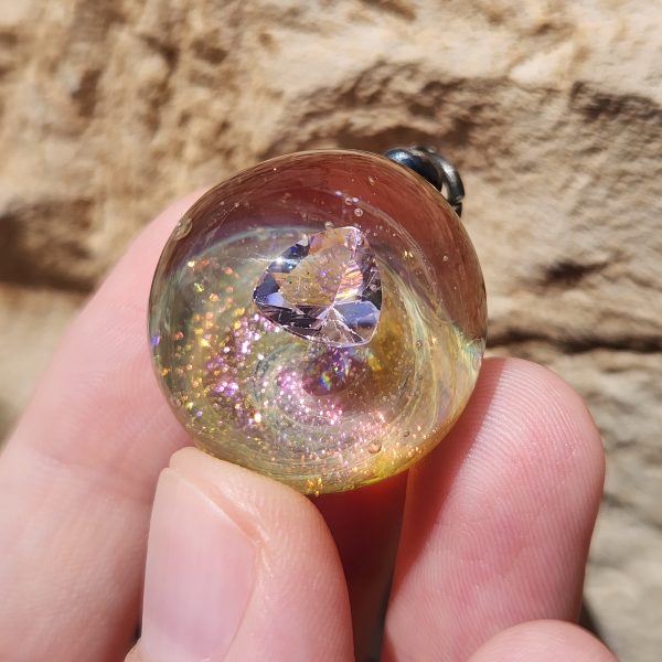 Rose Melody - Glass Pendant, Fantasy Necklace